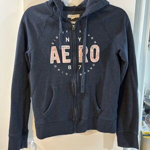 Aeropostale Navy Blue Zip-Up Hoodie
